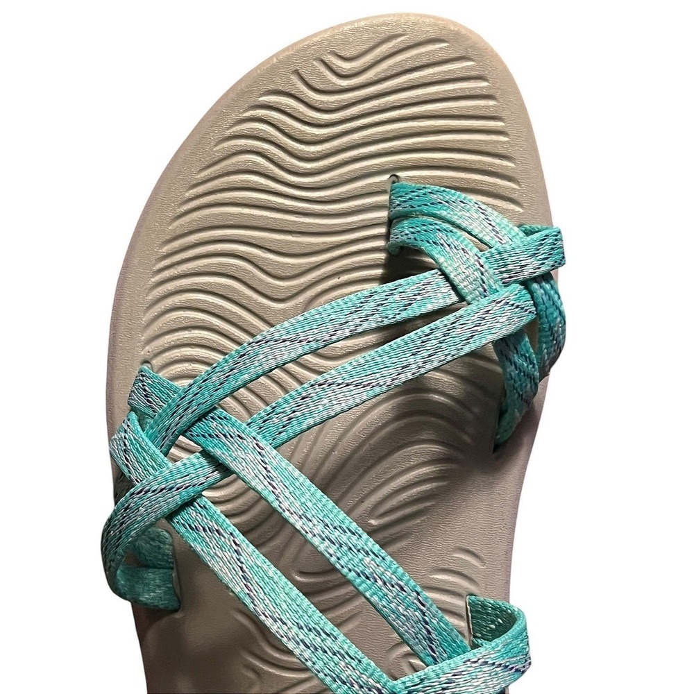 Chaco Z/Cloud X2 Womens 8 Teal Aqua Strappy Toe Loop Hiking Sandals J106622 - Picture 12 of 16